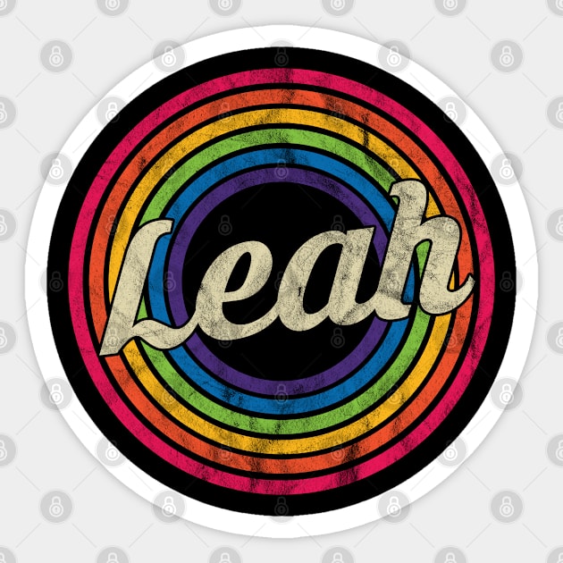 Leah - Retro Rainbow Faded-Style Sticker by MaydenArt